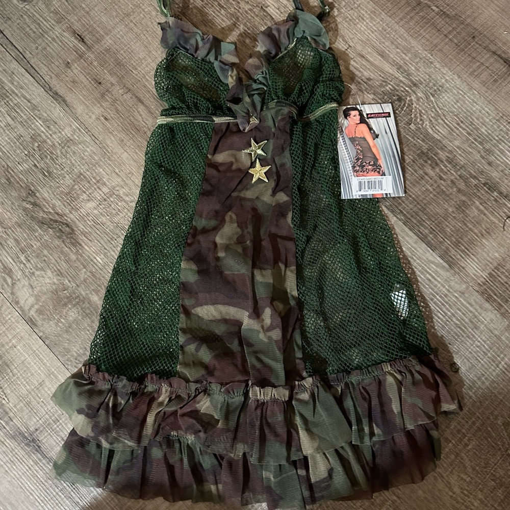 Vintage race wear Camouflage Costume Dress lingerie 2 piece set